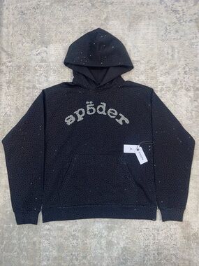 Spyder Black Hooded Sweatshirt with Sparkle Logo Detail